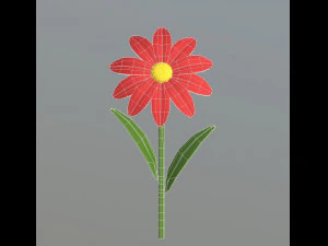cartoon flowers and grass 3D Model