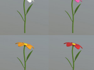 cartoon flowers and grass 3D 模型