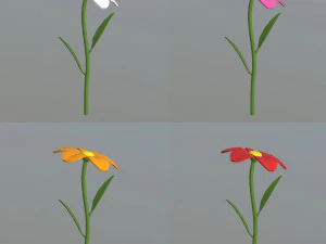 cartoon flowers and grass 3D Model