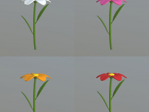 cartoon flowers and grass 3D 模型
