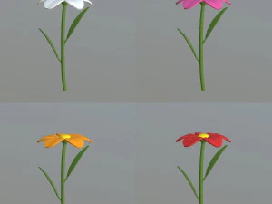 cartoon flowers and grass 3D Model