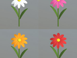 cartoon flowers and grass 3D 模型