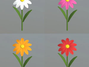 cartoon flowers and grass 3D Model