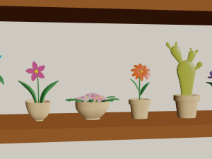 cartoon flowers in pots 3D 모델