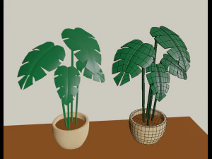 cartoon flowers in pots 3D Model