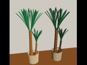 cartoon flowers in pots 3D 모델