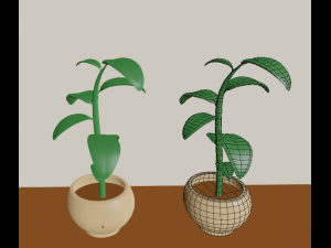 cartoon flowers in pots 3D 모델