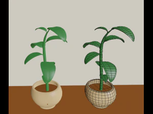 cartoon flowers in pots 3D Model