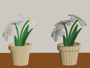 cartoon flowers in pots 3D 모델
