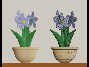cartoon flowers in pots 3D 모델