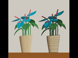 cartoon flowers in pots 3D 모델