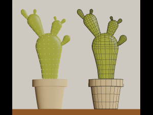 cartoon flowers in pots 3D 모델