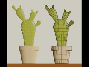 cartoon flowers in pots 3D Model