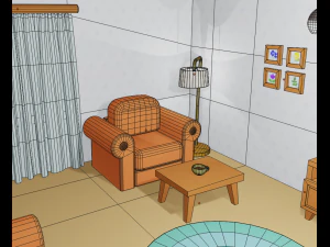 cartoon living room 3D Model