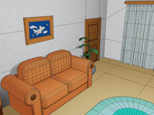 cartoon living room 3D Model
