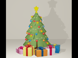 cartoon christmas tree 3D मॉडल