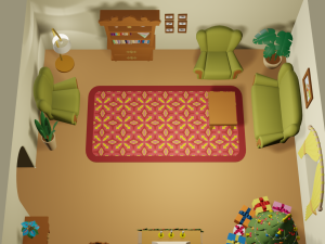 cartoon christmas living room Modèle 3D