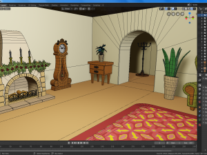 cartoon christmas living room 3D Модель