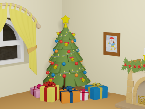 cartoon christmas living room 3D Модель