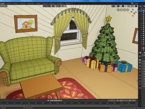 cartoon christmas living room 3D Модель