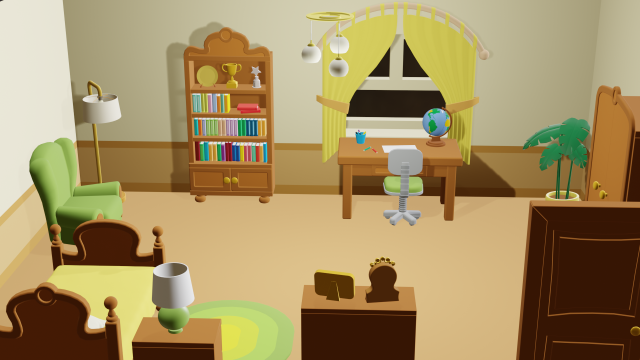 cartoon bedroom Modelo 3D .c4d .max .obj .3ds .fbx .stl .blend 