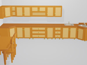 cartoon modular kitchen 3D 模型