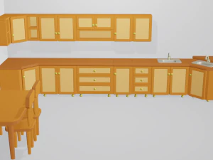 cartoon modular kitchen 3D Model