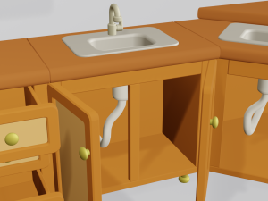 cartoon modular kitchen Model 3D