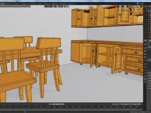 cartoon modular kitchen 2 3D Model