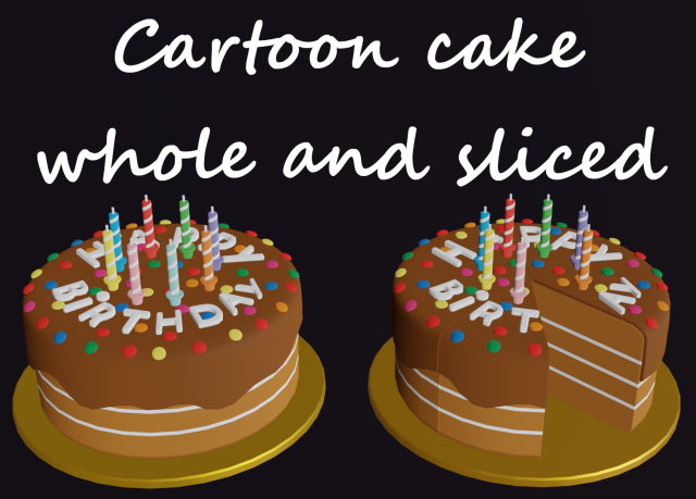 cartoon hb cake solid and sliced Modelo 3D .c4d .max .obj .3ds .fbx .stl .blend 