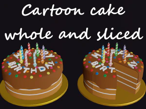 cartoon hb cake stevig en gesneden 3D Model