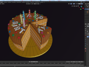 cartoon hb cake solid and sliced Modelo 3D