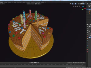 cartoon hb cake solid and sliced 3D Model