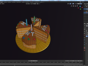 cartoon hb cake solid and sliced Modelo 3D