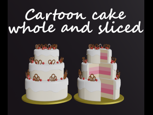 cartoon cake solid and sliced 3D Model