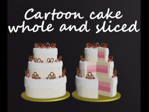 pastel de dibujos animados s&oacute;lido y en rodajas Modelo 3D