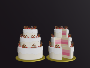 cartoon cake solid and sliced Modelo 3D