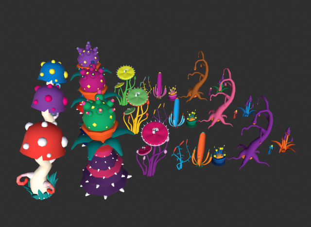 lowpoly alien plants pack 3D Model .c4d .max .obj .3ds .fbx .stl .blend 