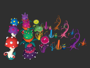 lowpoly alien plants pack 3Dモデル
