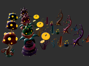 lowpoly alien plants pack 3D Model