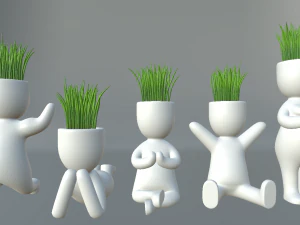 装饰盆中的植物 3D 模型