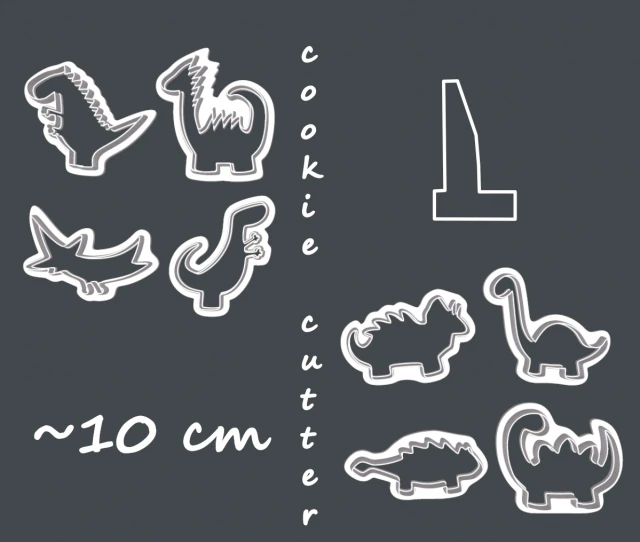 dinosaurs set of cookie-cutter 3D Print Model .c4d .max .obj .3ds .fbx .stl .blend 