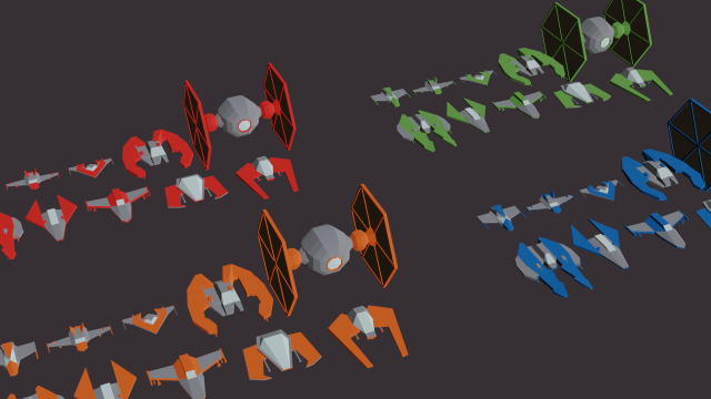 cartoon low poly sci-fi ships 3D Model .c4d .max .obj .3ds .fbx .stl .blend 