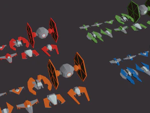 cartoon laag poly sci-fi schepen 3D Model