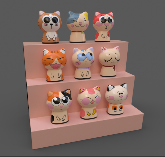 statuettes of cute cats Modello 3D .c4d .max .obj .3ds .fbx .stl .blend 