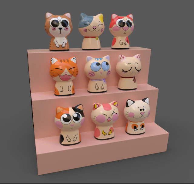 statuettes of cute cats 3D Model .c4d .max .obj .3ds .fbx .stl .blend 