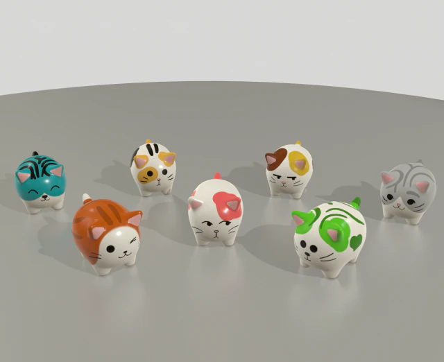 statuettes of cute cats var2 3D Model .c4d .max .obj .3ds .fbx .stl .blend 
