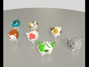 statuettes of cute cats var2 3D Model