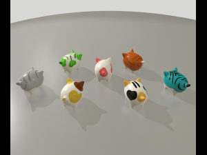 statuettes of cute cats var2 3D Model