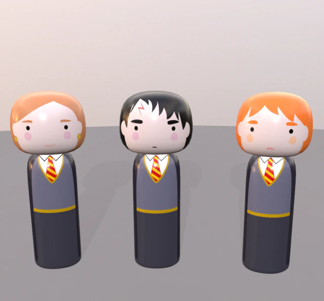 kokeshi japanese dolls var1 models 5 and 6 and 7 3D Model .c4d .max .obj .3ds .fbx .stl .blend